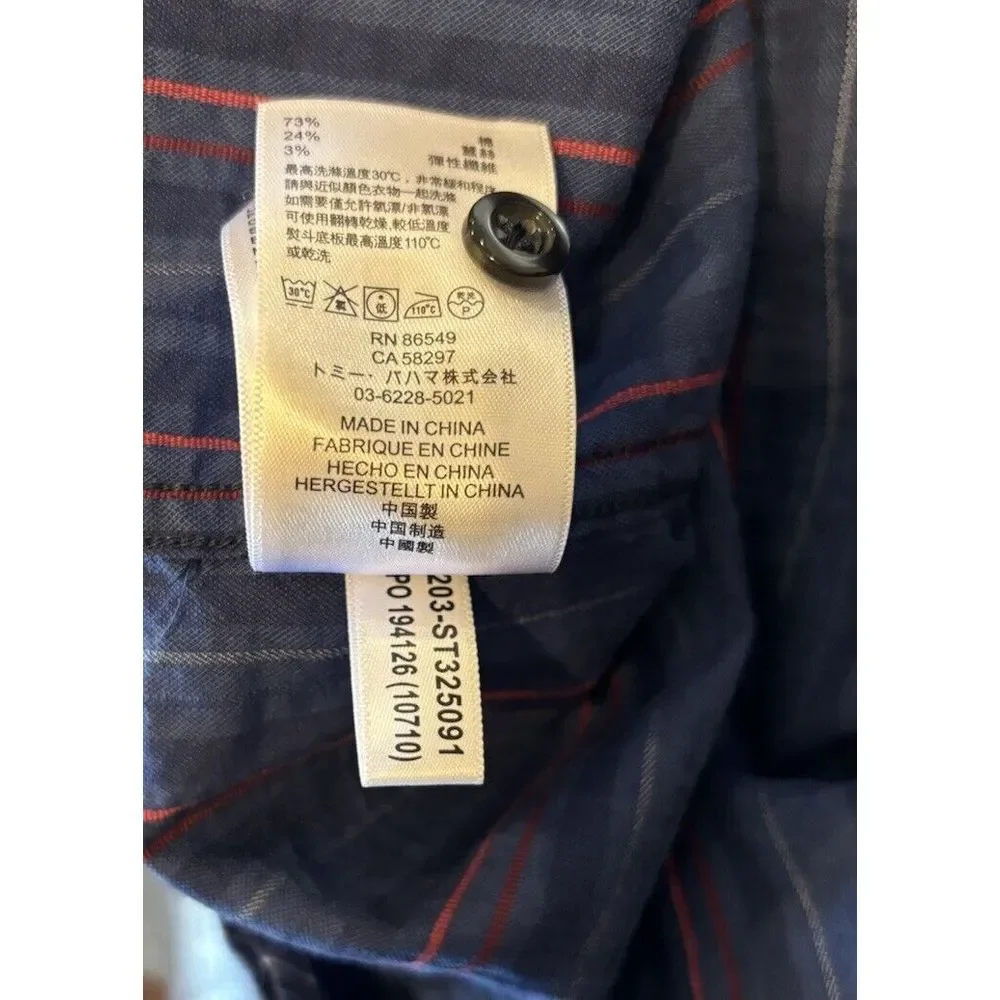 Tommy Bahama‎ Men's Sz XL Long Sleeve Button Down Blue Strips Silk Blend